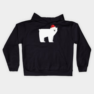 Christmas Polar Bear Santa Hat Kids Hoodie